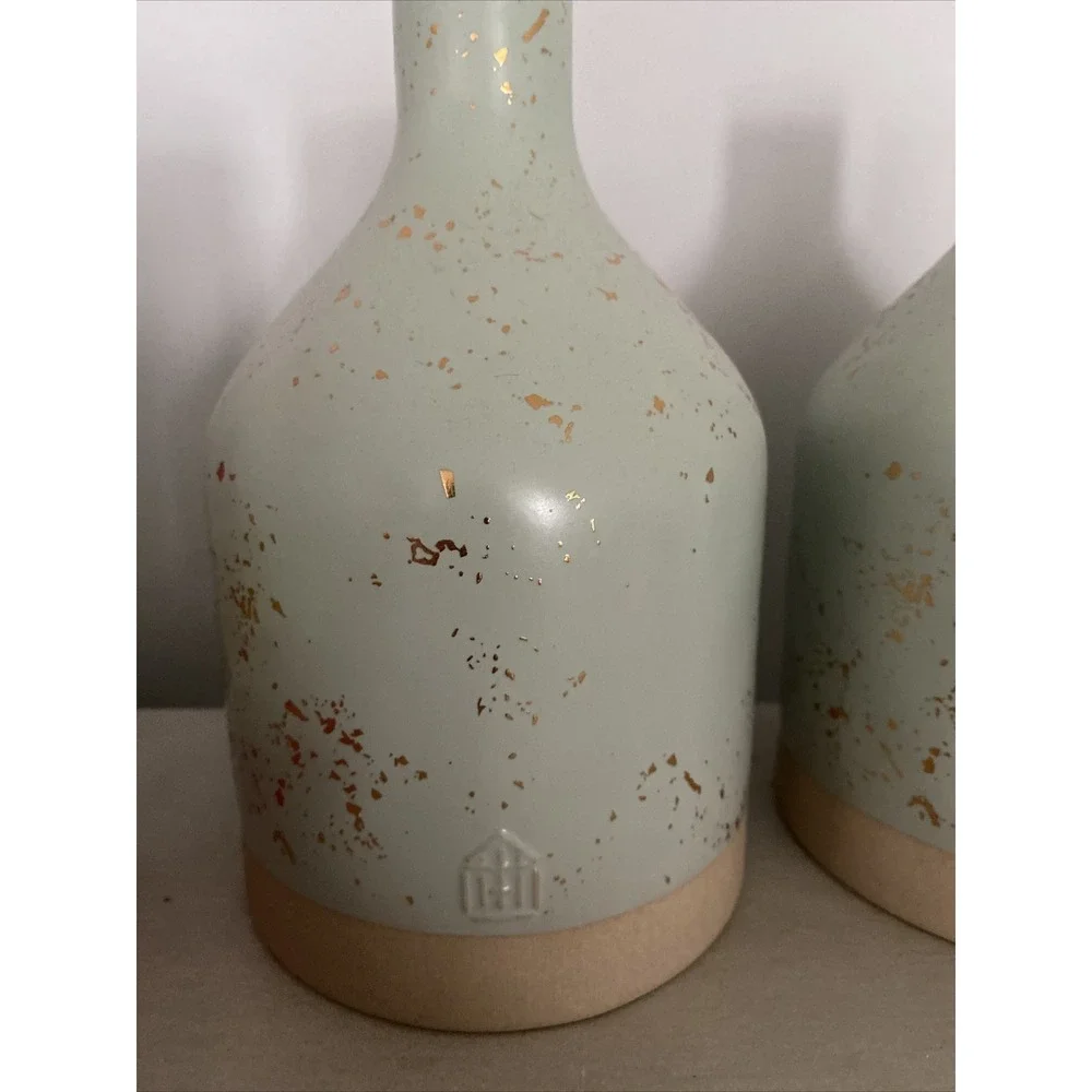 hearth and hand With magnolia Stoneware Vase Gold Sparked New Set Of Two